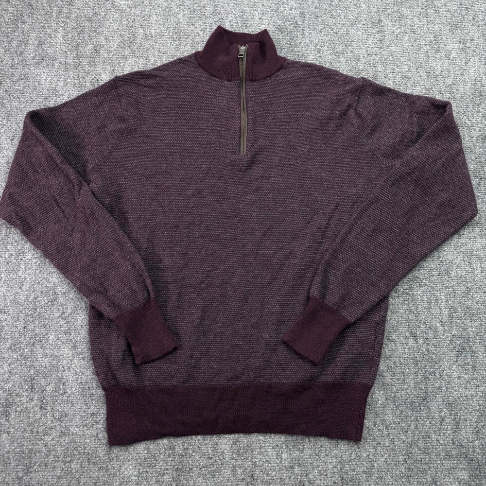 Peter Millar‎ Sweater Mens Medium 100% Merino Wool Crown Broken Jersey 1/4 Zip